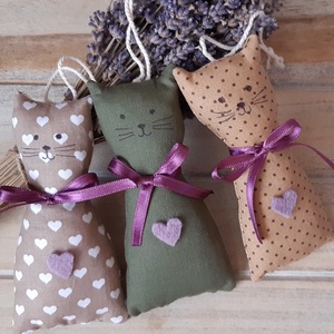  Levendula cicák- levendulás textil dekorációk, 3db illatzsák, levendula illatpárnák, Otthon & Életmód, Gyertya, illat, aroma, Illatzsák, Varrás, MESKA