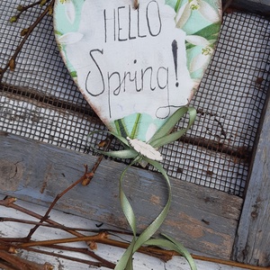 Hello Spring!-  fali dekoráció, függődísz, ajtódísz Azonnal vihető, Otthon & Életmód, Dekoráció, Fali és függő dekoráció, Függődísz, Festett tárgyak, MESKA