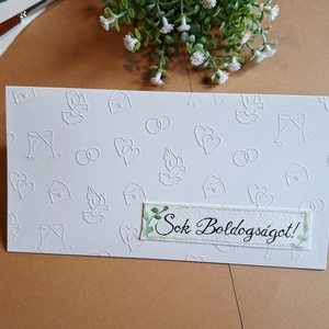 Szívek és galambok- Esküvői pénzátadó boríték- kézzel festett , Esküvő, Emlék & Ajándék, Nászajándék, Esküvői pénzátadó boríték, kártya, Fotó, grafika, rajz, illusztráció, MESKA