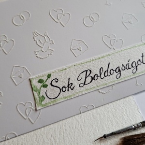 Szívek és galambok- Esküvői pénzátadó boríték- kézzel festett  - esküvő - emlék & ajándék - nászajándék - esküvői pénzátadó boríték, kártya - Meska.hu
