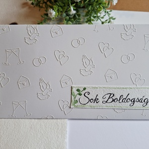 Szívek és galambok- Esküvői pénzátadó boríték- kézzel festett  - esküvő - emlék & ajándék - nászajándék - esküvői pénzátadó boríték, kártya - Meska.hu