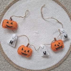 Mókás tökfejek- őszi dísz, dekoráció, függődísz, filcfűzér, ablakdekoráció, ajtódísz, Otthon & Életmód, Dekoráció, Halloween, Halloweeni ajtódíszek és ablakdíszek, Varrás, MESKA