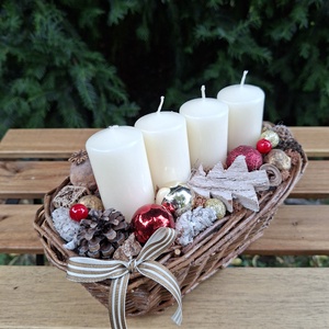 Adventi gyertyakosár- adventi dísz karácsonyi asztaldísz - karácsony - adventi díszek - adventi koszorú - Meska.hu