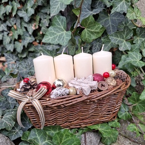 Adventi gyertyakosár- adventi dísz karácsonyi asztaldísz - karácsony - adventi díszek - adventi koszorú - Meska.hu