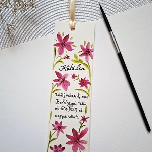 Katalin - akvarell virágok könyvjelző, kézzel festett  Azonnal vihető, Könyv & Zene, Könyvjelző, Festészet, MESKA