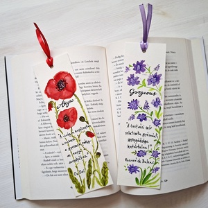 Akvarell virágok, levelek- Kézzel festett könyvjelzők idézettel -virágok - NÉVRE SZÓLÓAN! - könyv & zene - könyvjelző - Meska.hu