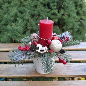 Diótörő piros gyertyás asztaldísz - karácsony - adventi díszek - adventi gyertyadíszek és koszorúdíszek - Meska.hu