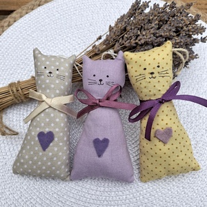 Levendula cicák 3db, illatzsákok, illatpárnák levendulavirággal töltve, Otthon & Életmód, Gyertya, illat, aroma, Illatzsák, , MESKA