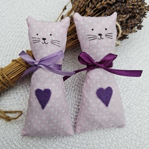  Rózsaszín Levendula cicák - 2 db illatzsákok, illatpárnák, levendulavirággal töltve, Otthon & Életmód, Gyertya, illat, aroma, Illatzsák, Varrás, MESKA