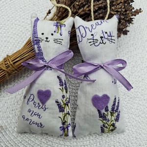 Levendula-cicák párban, illatzsákok, illatpárnák- 2db, levendulavirággal töltve - Meska.hu