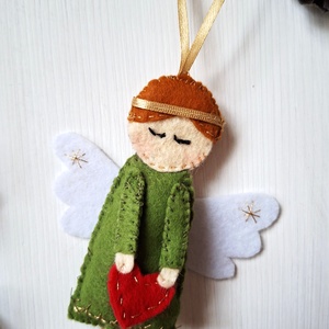 Karácsonyi Angyal szívvel,  karácsonyi dekoráció, függődísz - karácsony - karácsonyi lakásdekoráció - karácsonyfadíszek - Meska.hu