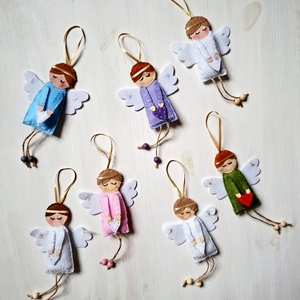 Karácsonyi Angyal szívvel- filc díszek rendelhetők ajándékba, Karácsony, Karácsonyi lakásdekoráció, Karácsonyfadíszek, Varrás, MESKA