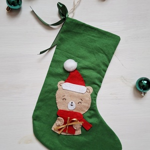 Macis karácsonyi zokni- karácsonyi ajándékzsák, mikulás és karácsonyi dísz - Meska.hu