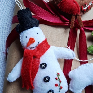  Karácsonyi erdő 4 db filc szett, karácsonyi dekoráció, függődíszek  - karácsony - karácsonyi lakásdekoráció - karácsonyfadíszek - Meska.hu