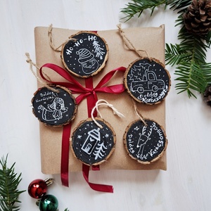Boldog karácsonyt!  Karácsonyi fakorongok  5 db, ajándékkísérők, karácsonyi dekoráció, Karácsony, Karácsonyi lakásdekoráció, Karácsonyfadíszek, Decoupage, transzfer és szalvétatechnika, MESKA