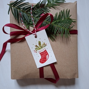 Karácsonyi zöldek- 6db- kézzel festett karácsonyi ajándékkísérő, dekoráció - karácsony - karácsonyi lakásdekoráció - karácsonyfadíszek - Meska.hu