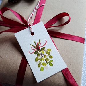 Karácsonyi zöldek- 6db- kézzel festett karácsonyi ajándékkísérő, dekoráció - karácsony - karácsonyi lakásdekoráció - karácsonyfadíszek - Meska.hu