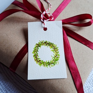 Karácsonyi zöldek- 6db- kézzel festett karácsonyi ajándékkísérő, dekoráció - karácsony - karácsonyi lakásdekoráció - karácsonyfadíszek - Meska.hu