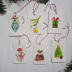Karácsonyi díszben- 6db- kézzel festett karácsonyi ajándékkísérő, dekoráció - Meska.hu