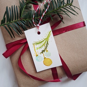 Karácsonyi díszben- 6db- kézzel festett karácsonyi ajándékkísérő, dekoráció - karácsony - karácsonyi lakásdekoráció - karácsonyfadíszek - Meska.hu