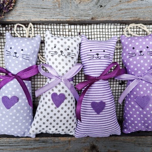 Levendula cicák illatzsákok, illatpárnák- 4db, levendulavirággal töltve - Meska.hu