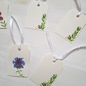 Virágok, levelek - Ajándékkísérő kártyák, kézzel festett 6db kártya - otthon & életmód - papír, írószer - ajándékozás kellékei - ajándékkísérő - Meska.hu