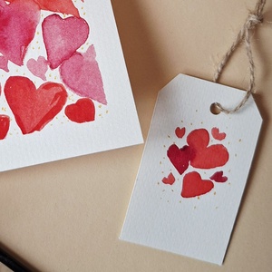 Csupa Szív -kézzel festett köszöntőlap, Valentin napi kártya, nőnapra, anyák napjára -ajándékkártyával - otthon & életmód - papír, írószer - ajándékozás kellékei - képeslap, üdvözlőlap - Meska.hu