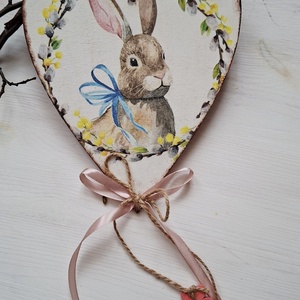 Nyuszis szívtábla- tavaszi dekoráció, húsvéti dísz - otthon & életmód - dekoráció - fali és függő dekoráció - függődísz - Meska.hu