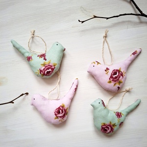 Vidám tavaszi madárkák- tavaszi dekoráció, akasztós díszek, barkadísz - Meska.hu