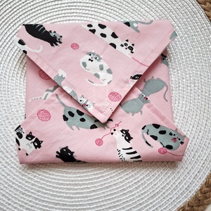 Cica  gombolyaggal- újra szalvéta, textil szalvéta, csomagolás, Otthon & Életmód, Konyhafelszerelés, tálalás, Konyhai textil, Szalvéta, Varrás, MESKA