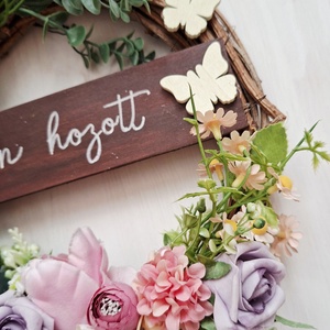 Tavaszi rét-  virágos koszorú, húsvéti kopogtató kézzel írott táblával- Azonnal vihető! - otthon & életmód - dekoráció - ajtó- és ablak dekoráció - ajtódísz & kopogtató - Meska.hu