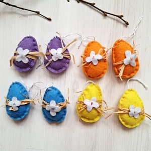 Színes filctojások- húsvéti díszek, függő díszek, dekoráció, - Meska.hu