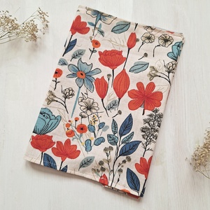 Vadvirágos könyvborító, jegyzetfüzet borító, textilborító, Könyv & Zene, Könyvtok, Varrás, MESKA