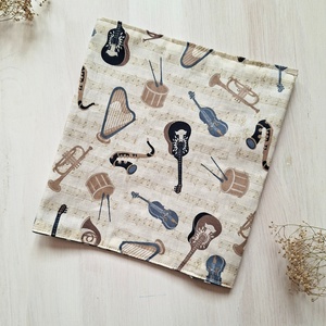 Hangszeres könyvborító, jegyzetfüzet borító, textil borító, Otthon & Életmód, Papír, írószer, Könyv- és füzetborító, Varrás, MESKA