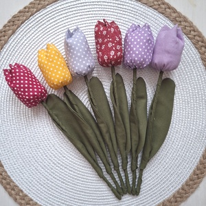 Színes, pöttyös tulipánok,  6db-os csokor, Azonnal vihető! - baba - mama - baba ágynemű - babatakaró, gyerek pléd - Meska.hu