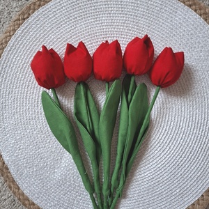 Piros tulipán csokor 5db-os,  Anyák napjára, lakásdekoráció, Otthon & Életmód, Virágdekoráció, Virágok, Szálas virág, , MESKA