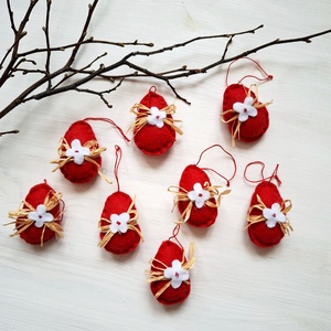 Piros filc tojások 8db- dekoráció, húsvéti díszAzonnal vihető! - Meska.hu