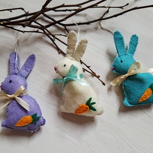 Filc nyuszik répával, húsvéti dísz, vintage dekoráció, Azonnal vihető!, Otthon & Életmód, Dekoráció, Fali és függő dekoráció, Függődísz, , MESKA