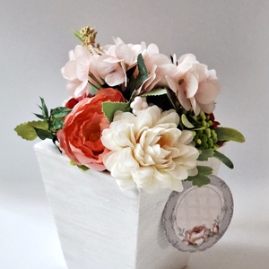 Vegyes virágok, Fakaspós virágdísz - otthon & életmód - dekoráció - asztal és polc dekoráció - asztaldísz - Meska.hu