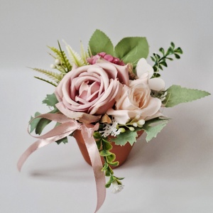 Kis rózsás cserép- asztal dekoráció, ajándékba - otthon & életmód - dekoráció - asztal és polc dekoráció - asztaldísz - Meska.hu