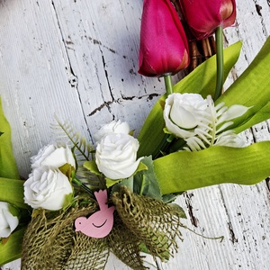 Tavaszi pink tulipán koszorú, tavaszi ajtódísz, húsvéti dekoráció, kopogtató - otthon & életmód - dekoráció - ajtó- és ablak dekoráció - ajtódísz & kopogtató - Meska.hu
