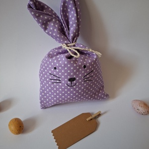 Névre szóló nyuszi szütyő pénzátadó, ajándéktáska húsvétra - ünnepi díszek, dekorációk - húsvéti díszek és dekorációk - húsvéti ajándékátadó - Meska.hu