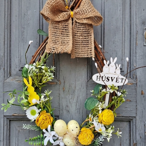Húsvéti napsütés-  tojás koszorú farmhouse stílusú ajtódísz, kopogtató, lakásdekoráció - Meska.hu