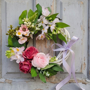 Romantikus virágos tavaszi, nyári koszorú, dekoráció- Azonnal vihető! - Meska.hu