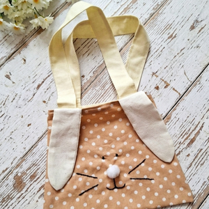 Tapsifüles- Barna pöttyös Nyuszi táska, gyerektáska, tojásgyűjtő táska, húsvétra,  játéknak Azonnal vihető! - Meska.hu