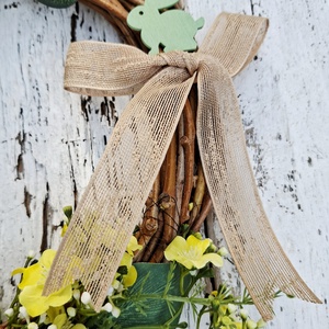 Nyuszis vendégváró-  farmhouse stílusú ajtódísz, húsvéti kopogtató, tavaszi lakásdekoráció  - ünnepi díszek, dekorációk - húsvéti díszek és dekorációk - húsvéti ajtódísz, kopogtató - Meska.hu