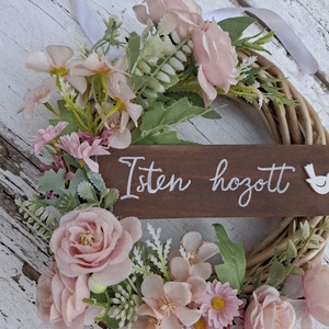Isten hozott- Romantikus Rózsás Ajtódísz, kopogtató tavaszi- nyári - otthon & életmód - dekoráció - ajtó- és ablak dekoráció - ajtódísz & kopogtató - Meska.hu