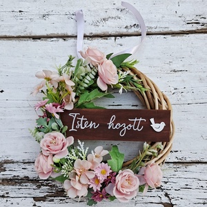 Isten hozott- Romantikus Rózsás Ajtódísz, kopogtató tavaszi- nyári - Meska.hu