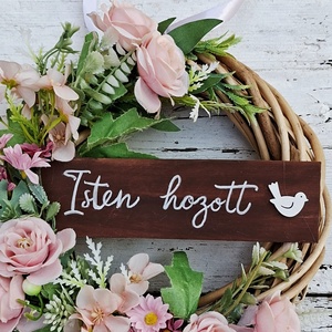 Isten hozott- Romantikus Rózsás Ajtódísz, kopogtató tavaszi- nyári - otthon & életmód - dekoráció - ajtó- és ablak dekoráció - ajtódísz & kopogtató - Meska.hu