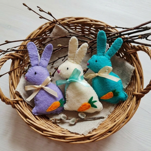 Filc nyuszik répával, húsvéti dísz, vintage dekoráció, Azonnal vihető!, Ünnepi díszek, dekorációk, Húsvéti díszek és dekorációk, Húsvéti asztaldíszek, , MESKA